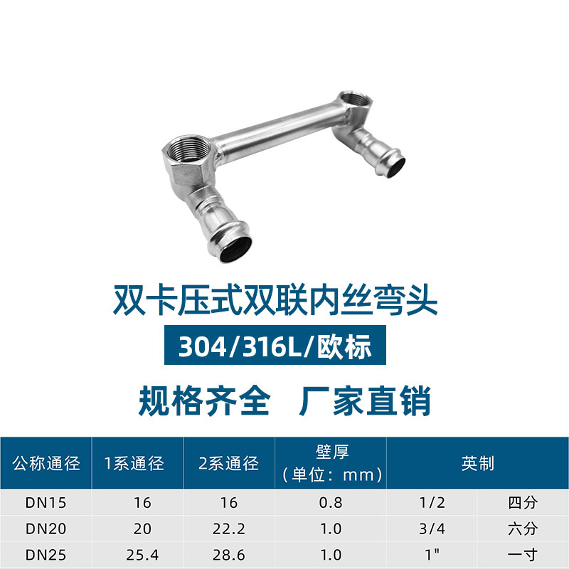 雙卡壓式雙聯內絲彎頭